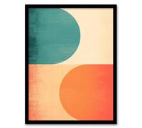 Wall Art Print Teal Swipe Left Orange Swipe Right Abstract Cold and Hot Match Painting Art Framed Wee Blue Coo Multi W12 inch x H16 inch