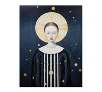 Wall Art Print The Divine Feminine Cosmic Order Interstellar Goddess Blue Orange Sci-Fi Oil Painting Poster Wee Blue Coo Dark Blue W24 inch x H32 inch