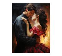 Wall Art Print The Embrace Oil Painting Lovers Passionate Flamenco Dance Bedroom Art Poster Artery8 Orange W24 inch x H32 inch