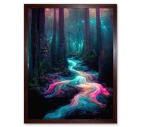Wall Art Print The Enchanted Forest Magical Fantasy River Art Framed Artery8 Brown W12 inch x H16 inch