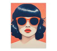 Wall Art Print The Futures Too Bright Sofia Francis No 1 Coral On Midnight Blue Portrait Sunglasses Artwork Painting Poster Artery8 Multi W18 inch x H24 inch