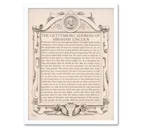 Wall Art Print The Gettysburg Address of Abraham Lincoln USA President Speech Typography Art Framed Artery8 White W12 inch x H16 inch