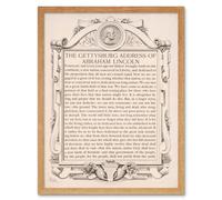 Wall Art Print The Gettysburg Address of Abraham Lincoln USA President Speech Typography Art Framed Artery8 Light Oak W12 inch x H16 inch