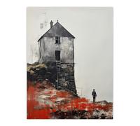 Wall Art Print The House on the Cliff Autumn Rural Landscape Poster Picture Artery8 Multi W24 inch x H32 inch