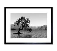 Wall Art Print The Lone Tree Lake Wanaka Art Black Framed 9x7 inch Artery8 Black W7 inch x H9 inch