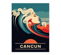 Artery8 The Seaside Calls Cancun Beach Mexico Sunset Woman of the Waves Sea Siren Ocean Extra Large XL Wall Art Poster Print