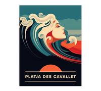 Artery8 The Seaside Calls Platja des Cavallet Beach Ibiza Spain Sunset Woman of the Waves Sea Siren Ocean Extra Large XL Wall Art Poster Print