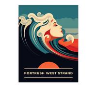 Artery8 The Seaside Calls Portrush West Strand Northern Ireland UK Sunset Woman of the Waves Sea Siren Ocean Extra Large XL Wall Art Poster Print