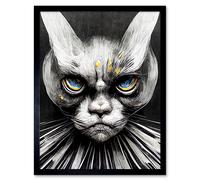 Wall Art Print The Sultan Of Cat Land Fantasy Gothic Cat Portrait Art Framed Artery8 Black W12 inch x H16 inch