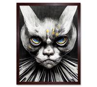 Wall Art Print The Sultan Of Cat Land Fantasy Gothic Cat Portrait Art Framed Artery8 Brown W12 inch x H16 inch