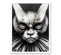 Wall Art Print The Sultan Of Cat Land Fantasy Gothic Cat Portrait Art Framed Artery8 White W12 inch x H16 inch