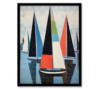 Wall Art Print The Yacht Race Sail Boats at Sea Blue Living Room Framed Wee Blue Coo Blue A4
