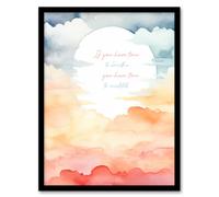 Wall Art Print Time to Breathe Time to Meditate Buddhist Quote Sun Clouds Framed Art Artery8 Orange W12 inch x H16 inch