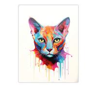 Wall Art Print Tonkinese Cat Lover Gift Pet Portrait Pastel Colour Blue Orange Purple Artwork Painting Poster Artery8 Multi W24 inch x H32 inch
