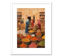 Wall Art Print Traditional Rural Indian Food Market Watercolour Artwork Spices Herbs Artwork Framed 9X7 Inch Artery8 White W7 inch x H9 inch