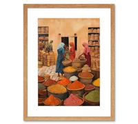 Wall Art Print Traditional Rural Indian Food Market Watercolour Artwork Spices Herbs Artwork Framed 9X7 Inch Artery8 Beige W7 inch x H9 inch