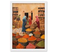 Wall Art Print Traditional Rural Indian Food Market Watercolour Artwork Spices Herbs Artwork Framed A4 Artery8 White A4