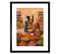 Wall Art Print Traditional Rural Indian Food Market Watercolour Artwork Spices Herbs Artwork Framed 9X7 Inch Artery8 Black W7 inch x H9 inch