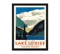 Wall Art Print Travel Tourism Lovely Lake Louise Canada Art Large Framed Wall Décor Art Artery8 Brown W18 inch x H24 inch