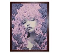 Wall Art Print Tree Nymph Lavender Purple Pink Woodland Forest Spirit Conceptual Artwork Art Framed Artery8 Brown W12 inch x H16 inch