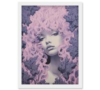 Wall Art Print Tree Nymph Lavender Purple Pink Woodland Forest Spirit Conceptual Artwork Framed A4 Artery8 White A4