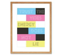 Wall Art Print Trust The Vibes Energy Framed Artery8 Beige W7 inch x H9 inch
