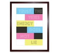 Wall Art Print Trust The Vibes Energy Framed Artery8 Brown W7 inch x H9 inch