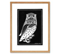 Wall Art Print Two Owls Julie De Graag Art Framed 9x7 inch Artery8 Beige W7 inch x H9 inch