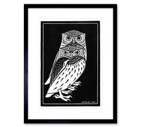 Wall Art Print Two Owls Julie De Graag Art Framed 9x7 inch Artery8 Black W7 inch x H9 inch