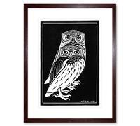 Wall Art Print Two Owls Julie De Graag Art Framed 9x7 inch Artery8 Brown W7 inch x H9 inch