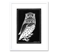 Wall Art Print Two Owls Julie De Graag Art Framed 9x7 inch Artery8 White W7 inch x H9 inch