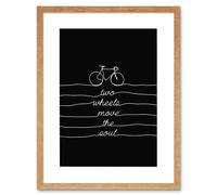 Wall Art Print Two Wheels Move The Soul Bike Artwork Framed 9X7 Inch Artery8 Beige W7 inch x H9 inch