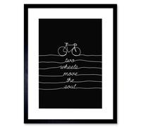 Wall Art Print Two Wheels Move The Soul Bike Artwork Framed 9X7 Inch Artery8 Black W7 inch x H9 inch