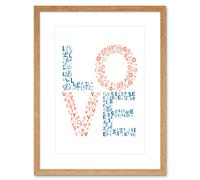 Wall Art Print Typography Love Letters Framed Artery8 Beige W7 inch x H9 inch