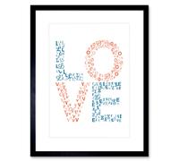 Wall Art Print Typography Love Letters Framed Artery8 Black W7 inch x H9 inch