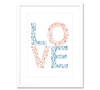 Wall Art Print Typography Love Letters Framed Artery8 White W7 inch x H9 inch