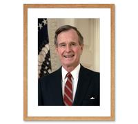 Wall Art Print US President George H W Bush Portrait Photo Artwork Framed 9X7 Inch Artery8 Beige W7 inch x H9 inch