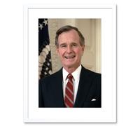 Wall Art Print US President George H W Bush Portrait Photo Artwork Framed 9X7 Inch Artery8 White W7 inch x H9 inch