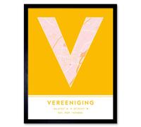 Wall Art Print Vereeniging South Africa City Map Modern Typography Stylish Letter Framed Word Wee Blue Coo Yellow W12 inch x H16 inch