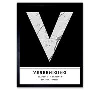 Wall Art Print Vereeniging South Africa City Map Modern Typography Stylish Letter Framed Word Wee Blue Coo Black W12 inch x H16 inch