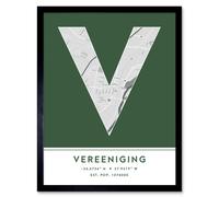 Wall Art Print Vereeniging South Africa City Map Modern Typography Stylish Letter Framed Word Wee Blue Coo Green W12 inch x H16 inch