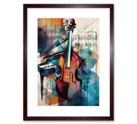 Wall Art Print Violin and Piano Classical Music Note Melody Concerto Abstract Modern Watercolour Painting Artwork Framed 9X7 Inch Artery8 Brown W7 inch x H9 inch
