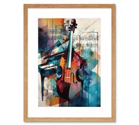 Wall Art Print Violin and Piano Classical Music Note Melody Concerto Abstract Modern Watercolour Painting Artwork Framed 9X7 Inch Artery8 Beige W7 inch x H9 inch