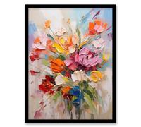 Wall Art Print Wildflower Explosion Bright Floral Living Room Framed Wee Blue Coo Multi W12 inch x H16 inch