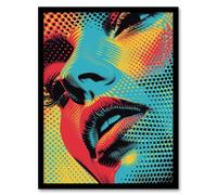 Wall Art Print Woman Face Close Up Polka Dot Pop Art Portrait Art Framed Poster Artery8 Black W12 inch x H16 inch