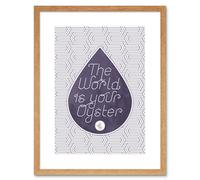 Wall Art Print World Is Your Oyster Pattern Pearl Artwork Framed 9X7 Inch Artery8 Beige W7 inch x H9 inch