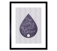 Wall Art Print World Is Your Oyster Pattern Pearl Artwork Framed 9X7 Inch Artery8 Black W7 inch x H9 inch