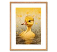 Wall Art Print Yellow Duckling Kids Bedroom Baby Nursery Calm Elegant Artwork Framed 9X7 Inch Artery8 Beige W7 inch x H9 inch