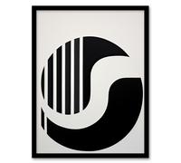 Wall Art Print Yinyang Abstract Geometric Artwork Stripes Minimalist Framed Art Artery8 Black W12 inch x H16 inch