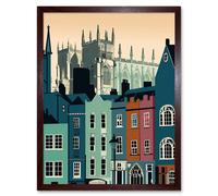 Wall Art Print York Minster and Shambles Street Cityscape Art Framed Artery8 Brown W12 inch x H16 inch